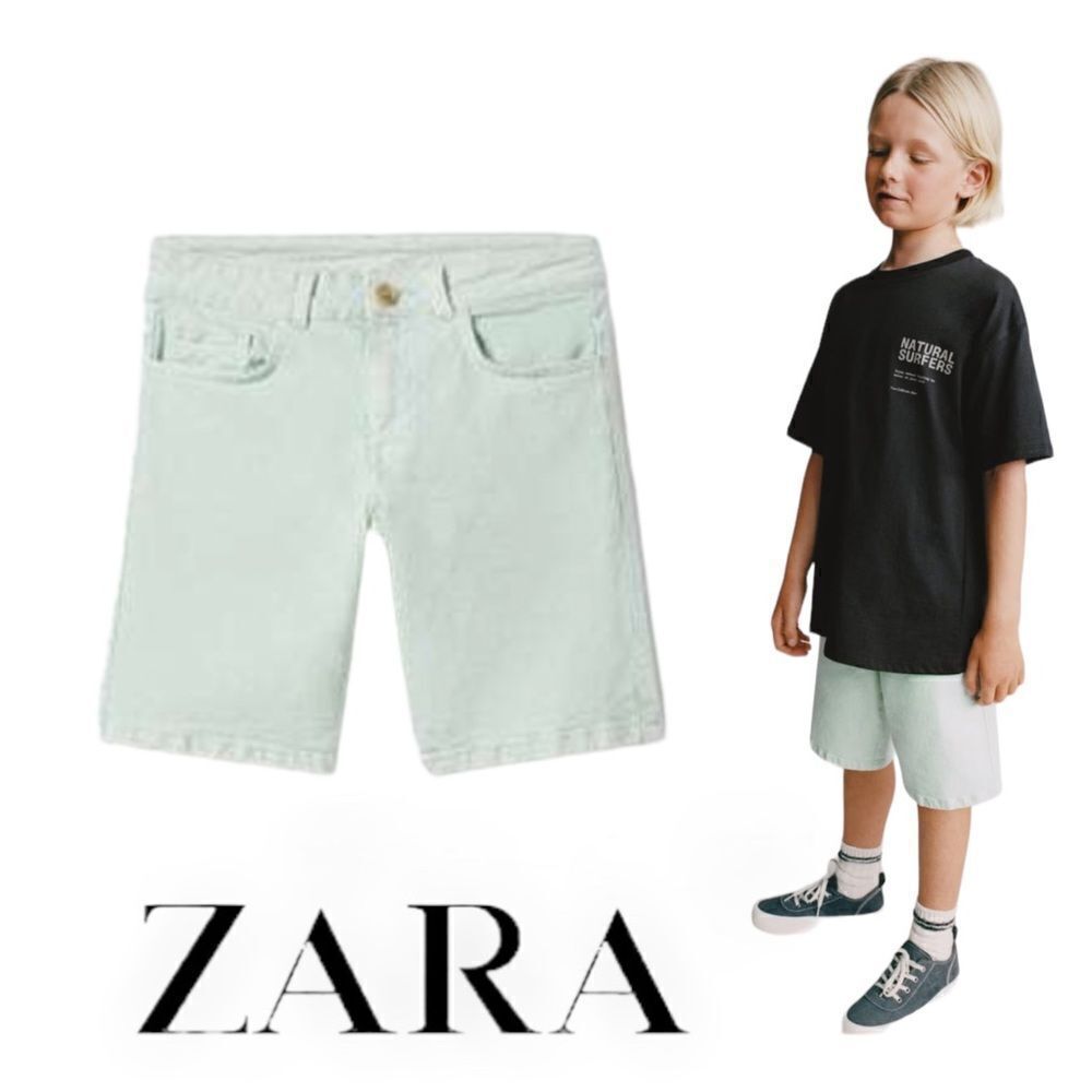 ZARA Kids | Light Turquoise | SOLID COLOR STRAIGHT SHORTS